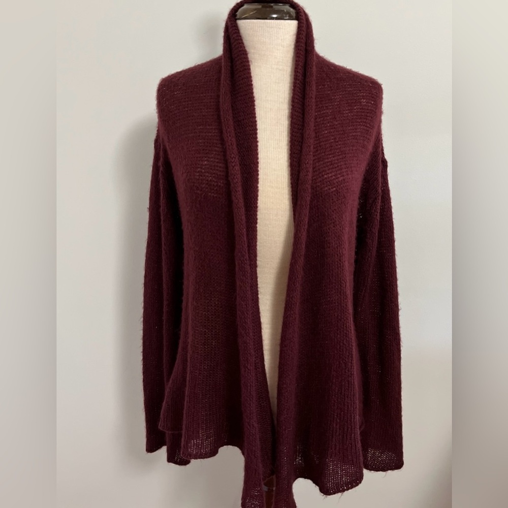 Wooden Ships Mohair Wool Open Knit Cardigan Sweater